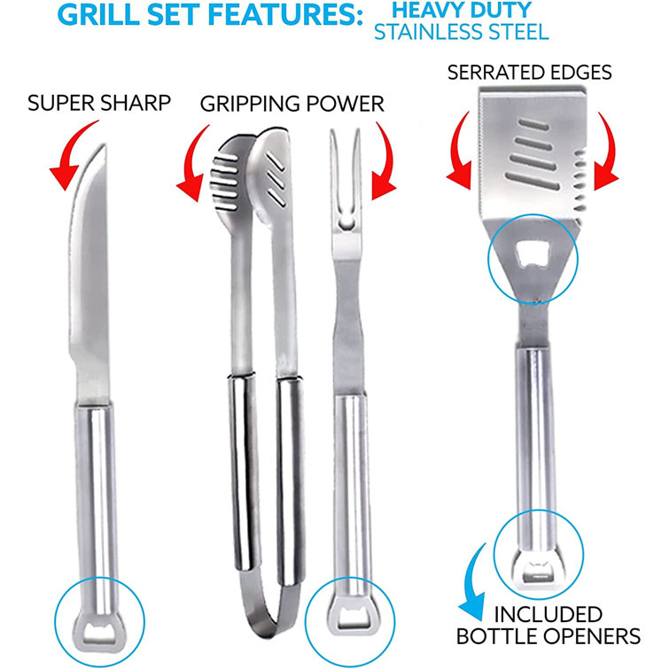 YardStash Stainless Steel Dishwasher Safe Grilling Tool Set Wayfair